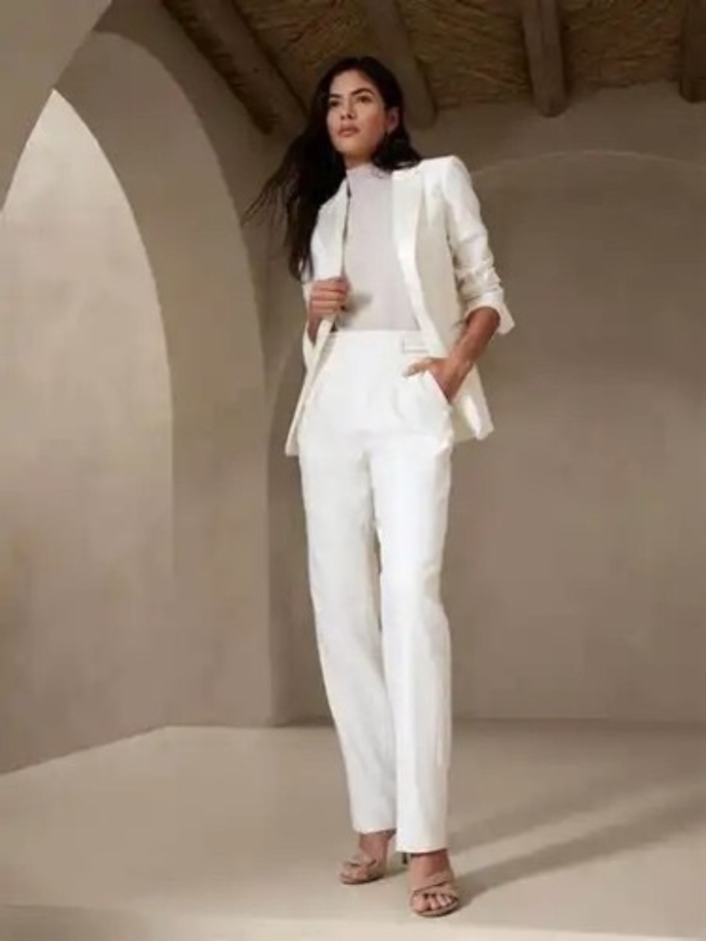 Banana Republic wool white trousers NWT